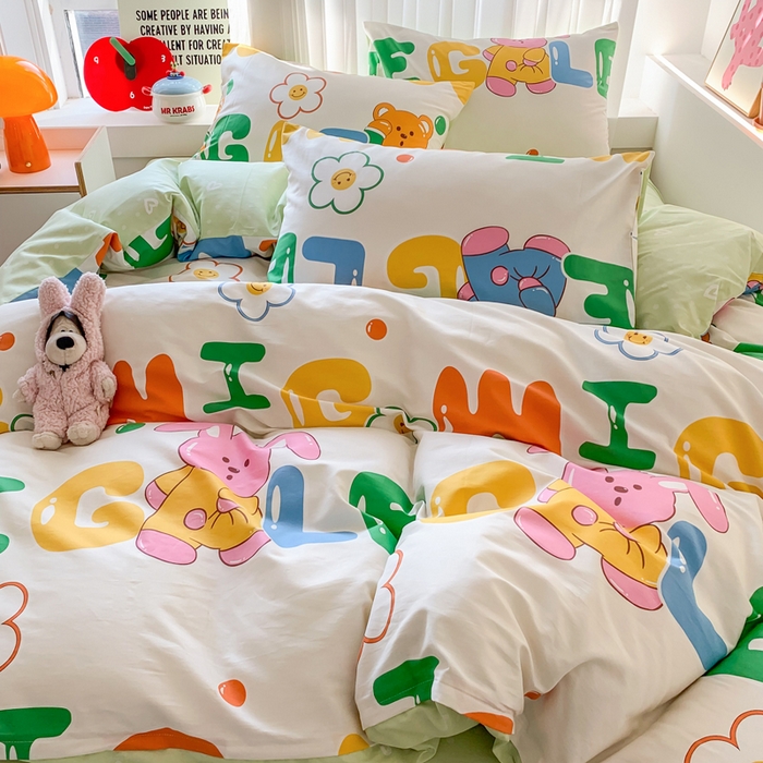 爱丽丝2025新款全棉卡通印花四件套 春日游园会