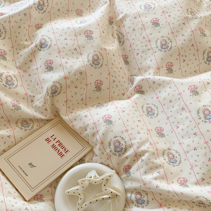 91家纺网 家纺一手货源 找家纺 爱丽丝2025新款全棉卡通印花四件套 花花公主