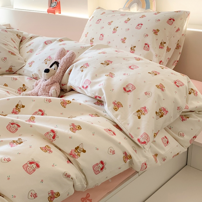 91家纺网 家纺一手货源 找家纺 爱丽丝2025新款全棉卡通印花四件套 节日派对