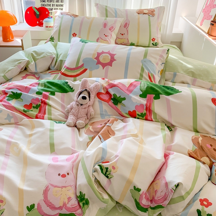 爱丽丝2025新款全棉卡通印花四件套 开心农场