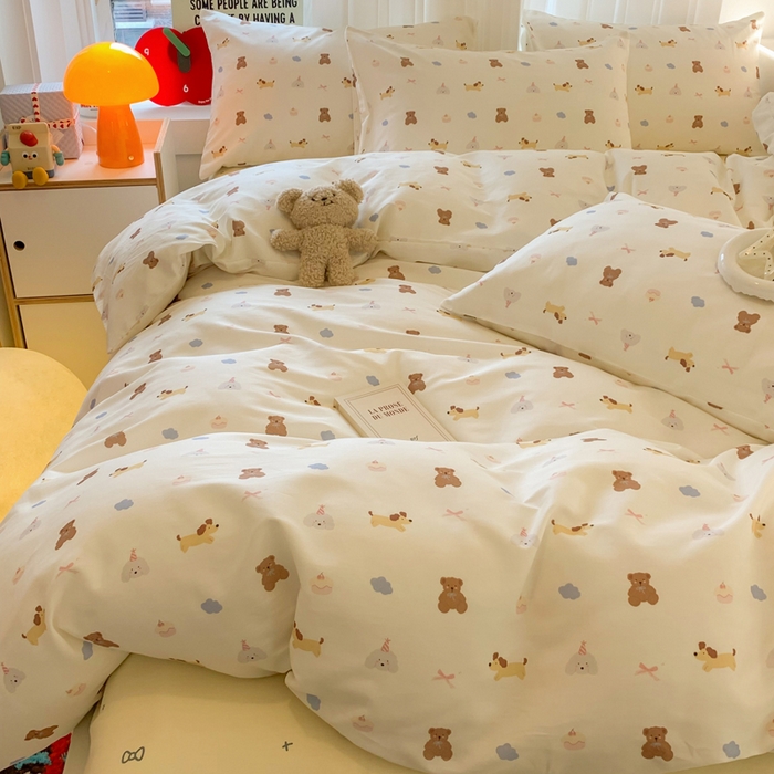 爱丽丝2025新款全棉卡通印花四件套 萌宠小窝