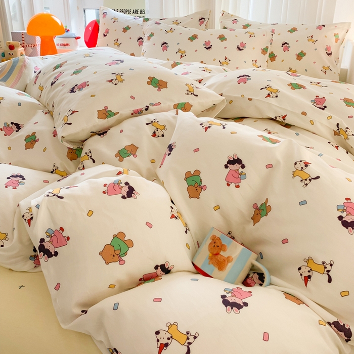 91家纺网 家纺一手货源 找家纺 爱丽丝2025新款全棉卡通印花四件套 童梦园