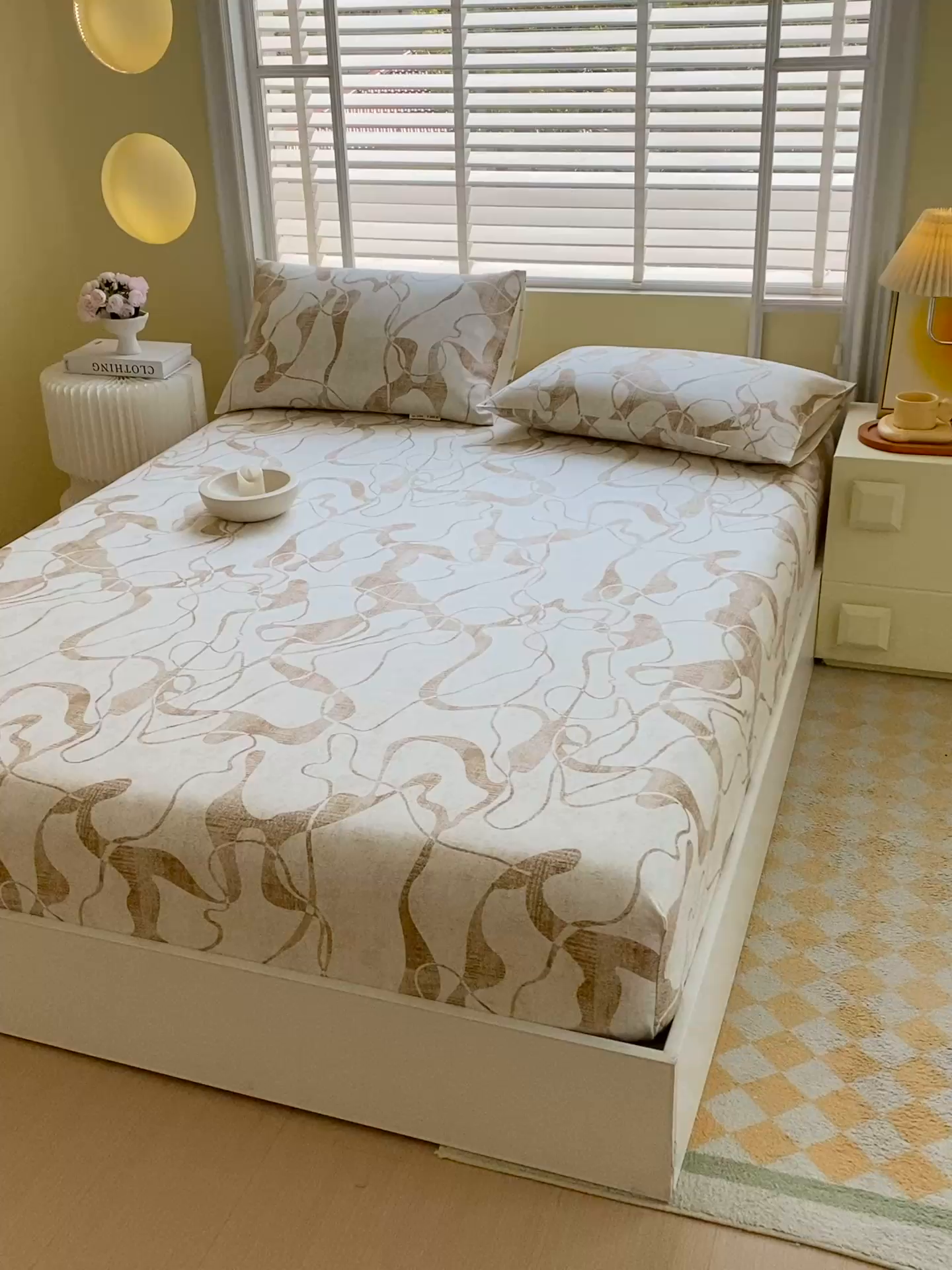 91家纺网 家纺一手货源 找家纺 金鑫汇家纺 2025新款A类全棉老粗布床单床笠 米亚黄