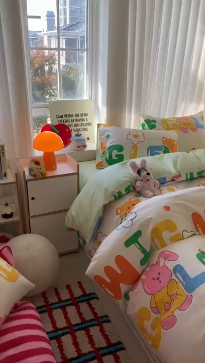 91家纺网 家纺一手货源 找家纺 爱丽丝2025新款全棉卡通印花四件套 春日游园会