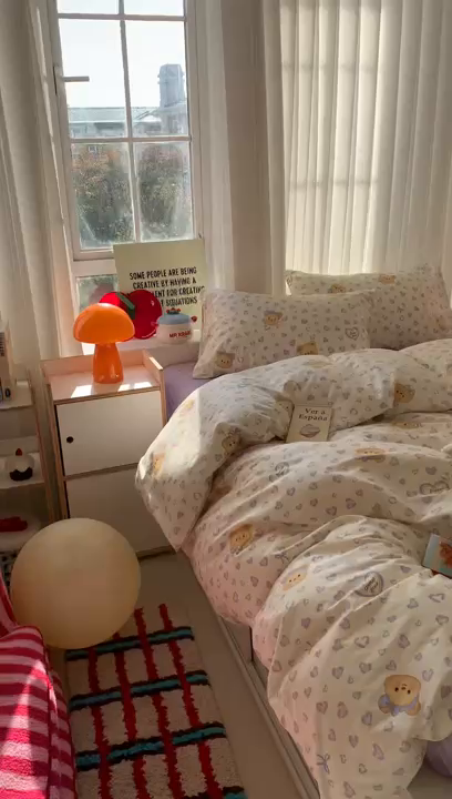 91家纺网 家纺一手货源 找家纺 爱丽丝2025新款全棉卡通印花四件套 豹纹小熊