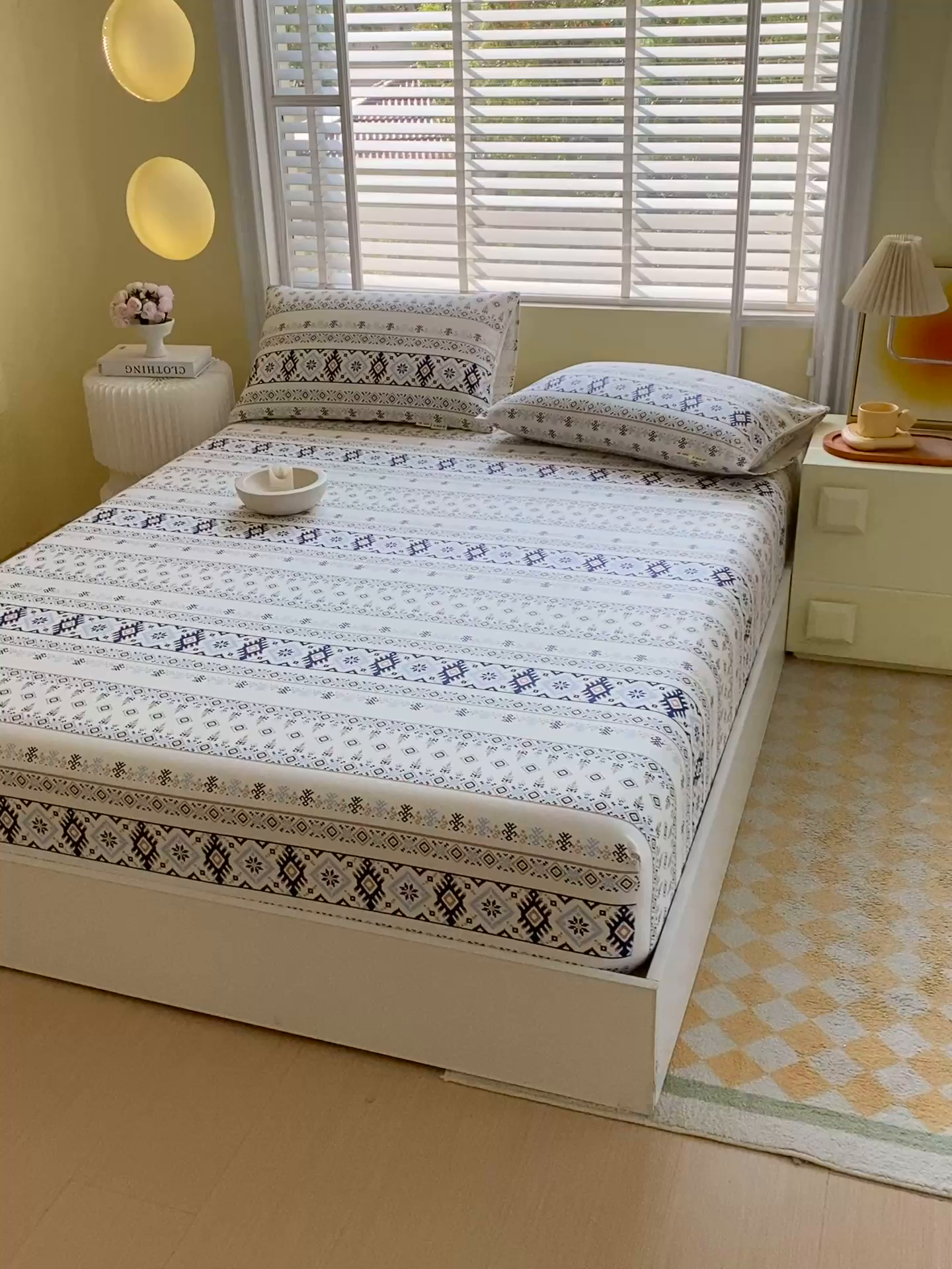 91家纺网 家纺一手货源 找家纺 金鑫汇家纺 2025新款A类全棉老粗布床单床笠 波西米亚