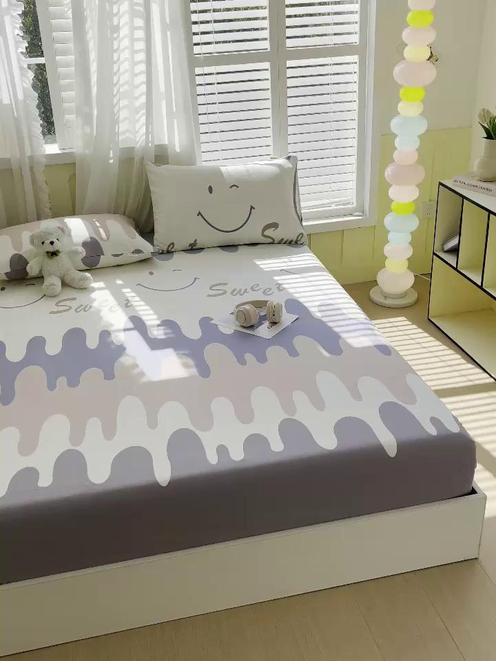 91家纺网 家纺一手货源 找家纺 金鑫汇家纺 2025新款A类全棉老粗布床单床笠 老粗布·奶油粉