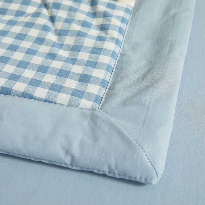 91家纺网 家纺一手货源 找家纺 晓时候 2026春夏新款水洗棉夏被新疆棉花被填充100%纯棉全棉夏凉被空调被单夏被 布丁蓝