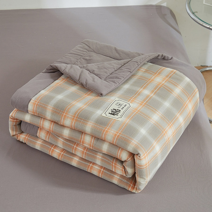 91家纺网 家纺一手货源 找家纺 晓时候 2025春夏新款水洗棉夏被新疆棉花被填充100%纯棉全棉夏凉被空调被单夏被 格韵灰