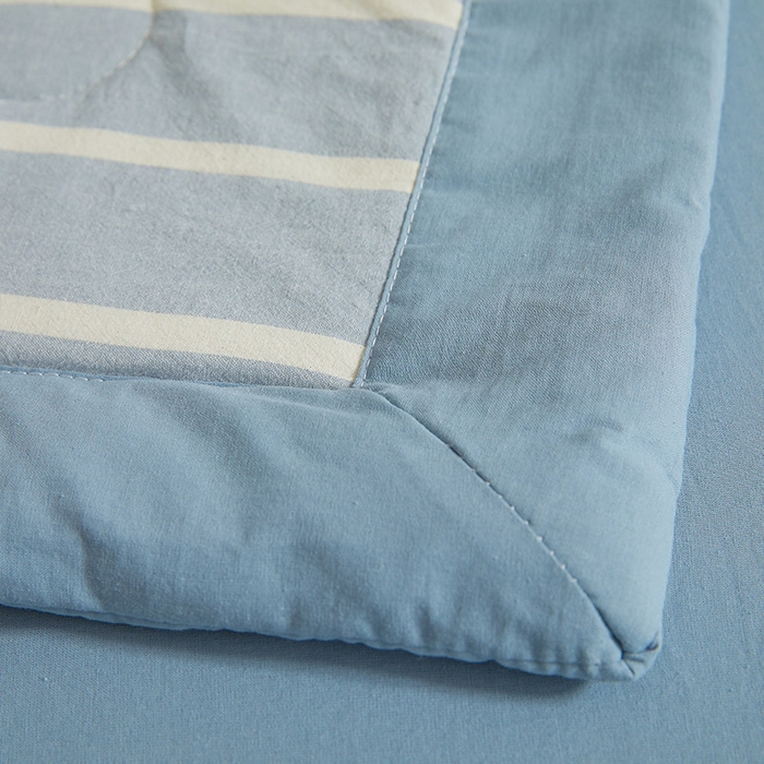 91家纺网 家纺一手货源 找家纺 晓时候 2025春夏新款水洗棉夏被新疆棉花被填充100%纯棉全棉夏凉被空调被单夏被 蓝白条