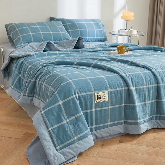 91家纺网 家纺一手货源 找家纺 晓时候 2025春夏新款水洗棉夏被新疆棉花被填充100%纯棉全棉夏凉被空调被单夏被 马卡龙