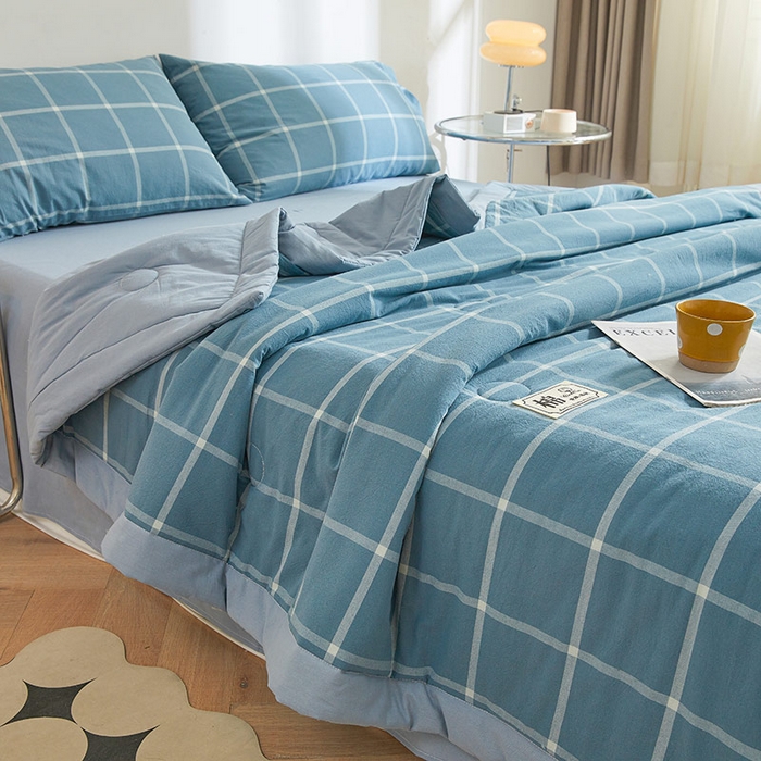 91家纺网 家纺一手货源 找家纺 晓时候 2025春夏新款水洗棉夏被新疆棉花被填充100%纯棉全棉夏凉被空调被单夏被 马卡龙