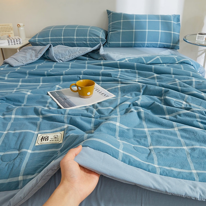 91家纺网 家纺一手货源 找家纺 晓时候 2025春夏新款水洗棉夏被新疆棉花被填充100%纯棉全棉夏凉被空调被单夏被 马卡龙