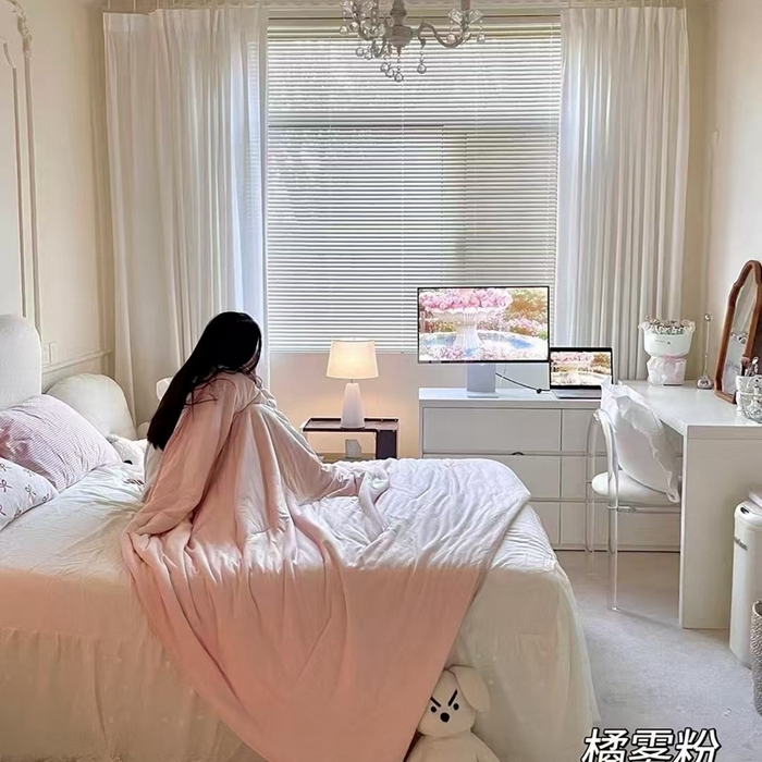 91家纺网 家纺一手货源 找家纺 佰织鑫家居 2025新款顶配版亚朵同款深睡被夏季pro2.0 双面双感 凉感夏被A类可机洗水洗 暮云粉