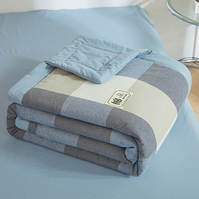 91家纺网 家纺一手货源 找家纺 晓时候 2025春夏新款水洗棉夏被新疆棉花被填充100%纯棉全棉夏凉被空调被单夏被 莫奈蓝