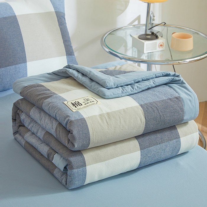 91家纺网 家纺一手货源 找家纺 晓时候 2025春夏新款水洗棉夏被新疆棉花被填充100%纯棉全棉夏凉被空调被单夏被 莫奈蓝