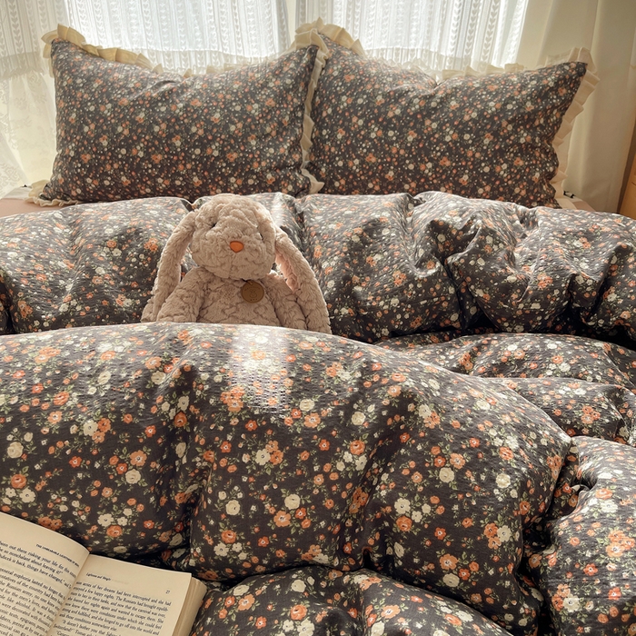 91家纺网 家纺一手货源 找家纺 （总）繁花家居 2025春夏新款学生季韩式云感针织棉大花边木耳边四件套