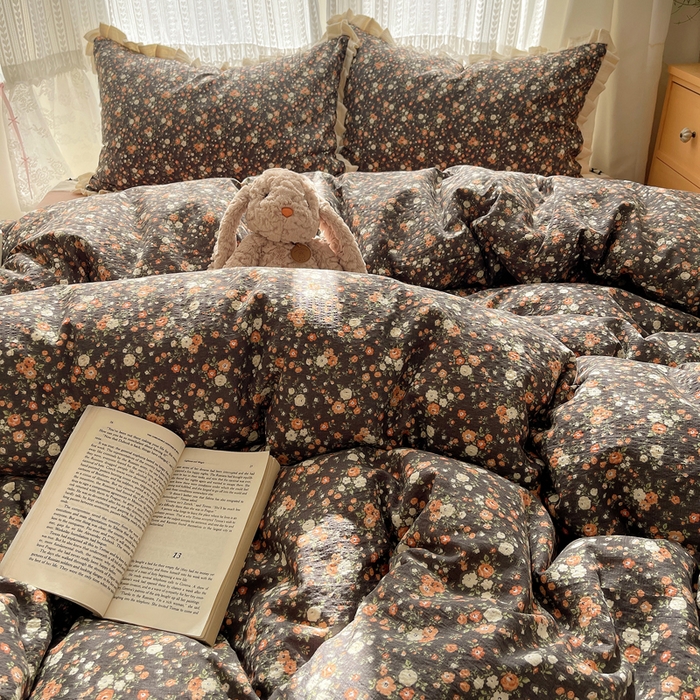 91家纺网 家纺一手货源 找家纺 （总）繁花家居 2025春夏新款学生季韩式云感针织棉大花边木耳边四件套