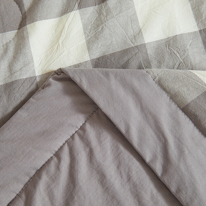 91家纺网 家纺一手货源 找家纺 晓时候 2025春夏新款水洗棉夏被新疆棉花被填充100%纯棉全棉夏凉被空调被单夏被 绅灰格