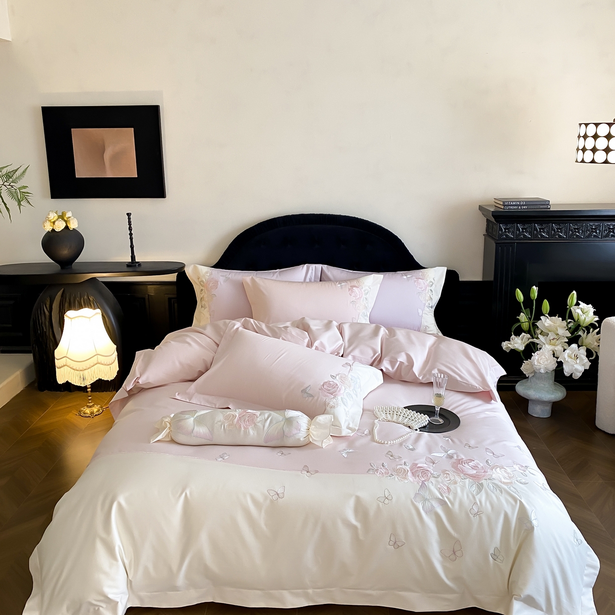 91家纺网 家纺一手货源 找家纺 （总）佳汐蓝家纺 2025春夏新款贡缎长绒棉蝶梦花缘四件套