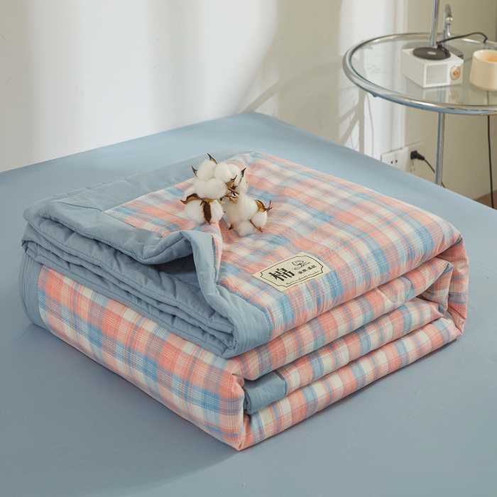 91家纺网 家纺一手货源 找家纺 晓时候 2026春夏新款水洗棉夏被新疆棉花被填充100%纯棉全棉夏凉被空调被单夏被 炫彩粉