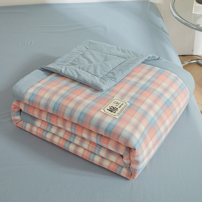 91家纺网 家纺一手货源 找家纺 晓时候 2026春夏新款水洗棉夏被新疆棉花被填充100%纯棉全棉夏凉被空调被单夏被 炫彩粉