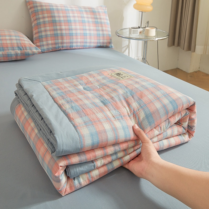 91家纺网 家纺一手货源 找家纺 晓时候 2026春夏新款水洗棉夏被新疆棉花被填充100%纯棉全棉夏凉被空调被单夏被 炫彩粉