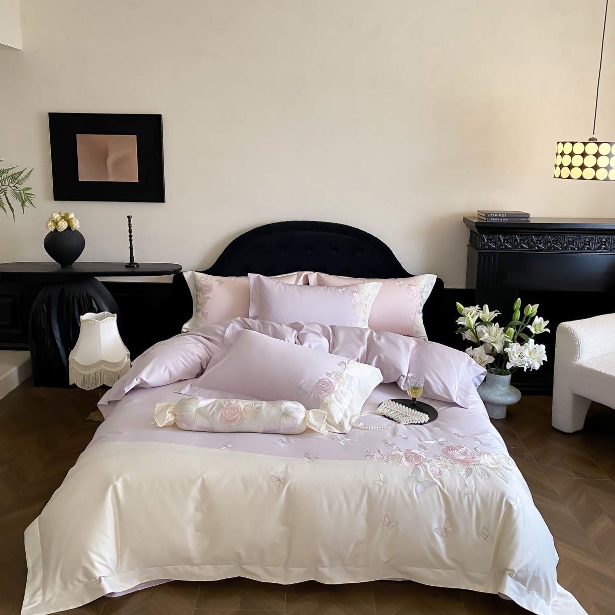 91家纺网 家纺一手货源 找家纺 （总）佳汐蓝家纺 2025春夏新款贡缎长绒棉蝶梦花缘四件套