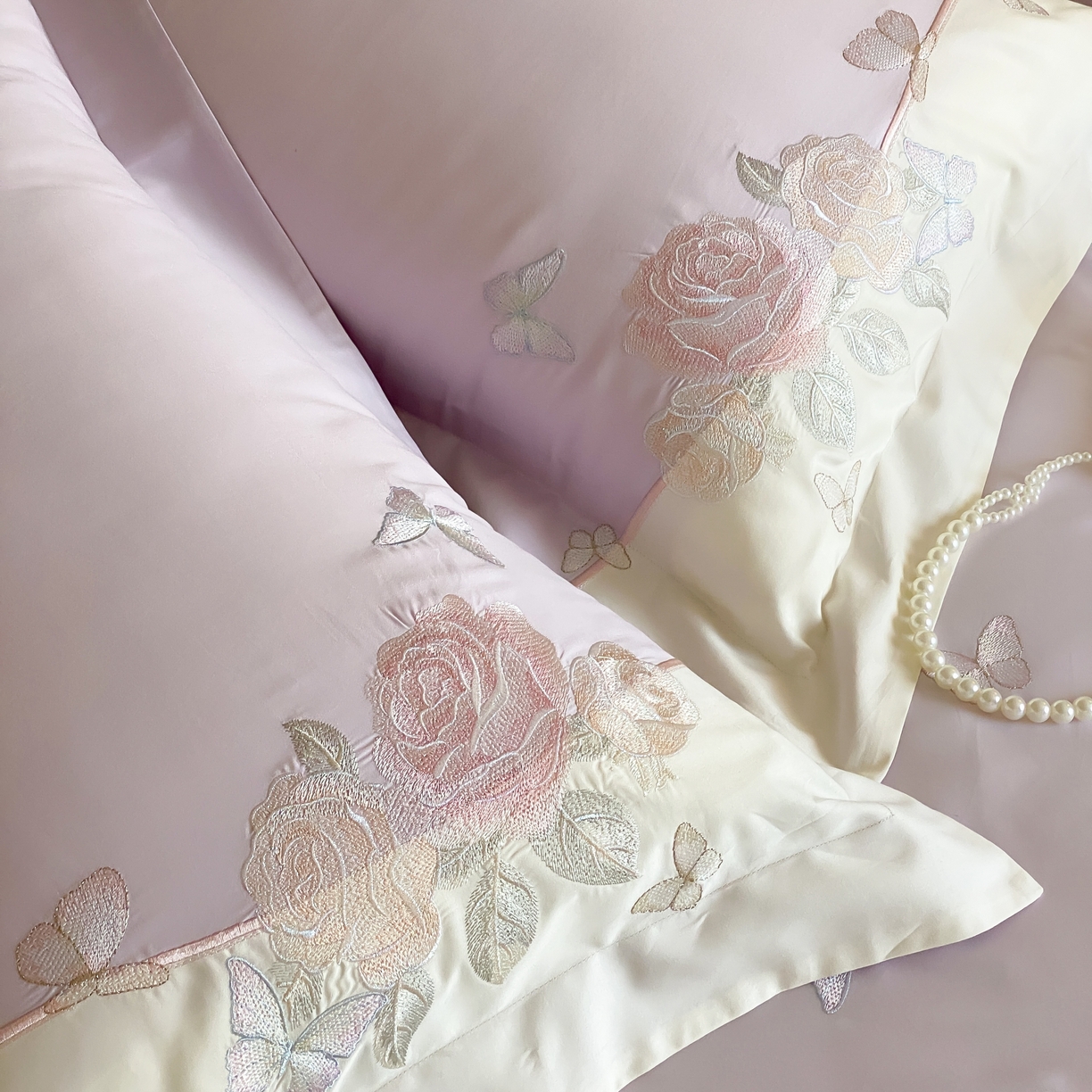 91家纺网 家纺一手货源 找家纺 佳汐蓝家纺 2025春夏新款贡缎长绒棉蝶梦花缘四件套 蝶梦花缘·紫