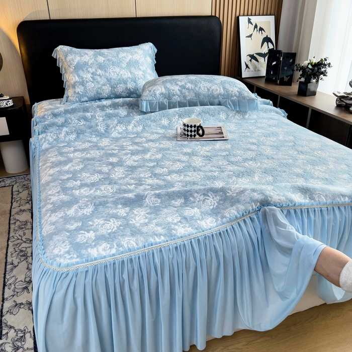 91家纺网 家纺一手货源 找家纺 （总）情煊家纺 2025新款PE高分子凉感丝凉席-床裙款