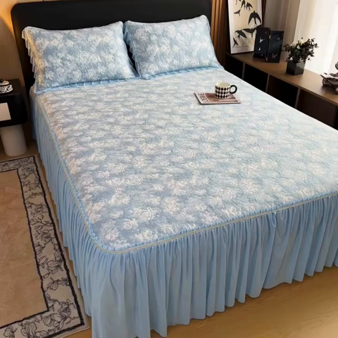 91家纺网 家纺一手货源 找家纺 （总）情煊家纺 2025新款PE高分子凉感丝凉席-床裙款