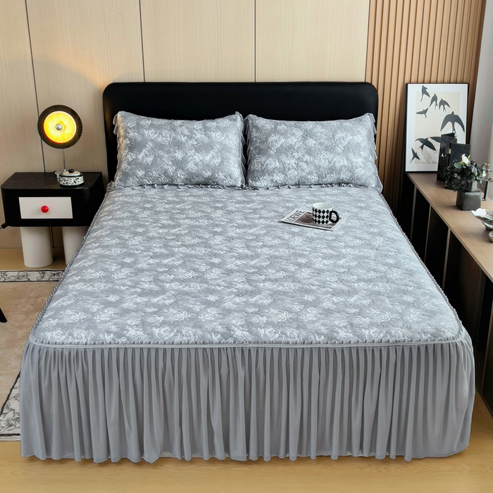 91家纺网 家纺一手货源 找家纺 （总）情煊家纺 2025新款PE高分子凉感丝凉席-床裙款