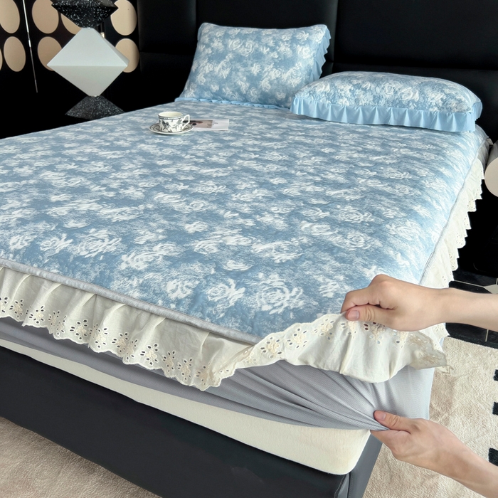 91家纺网 家纺一手货源 找家纺 （总）情煊家纺 2025新款双面全棉床盖夹棉床盖三件套