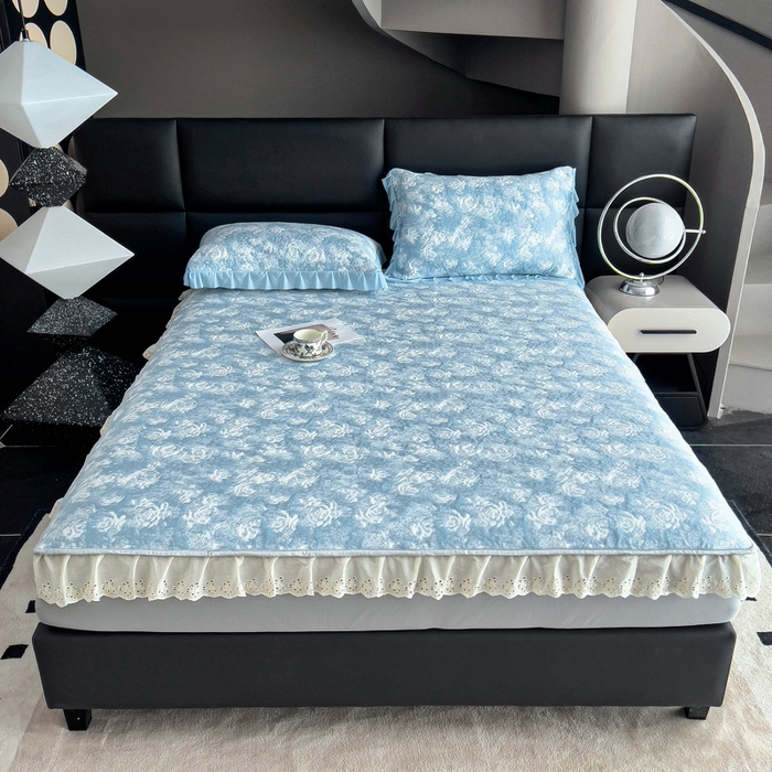 91家纺网 家纺一手货源 找家纺 （总）情煊家纺 2025新款PE高分子凉感丝凉席-花边款