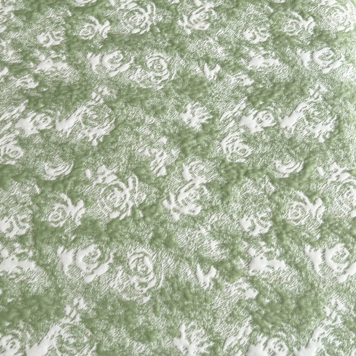 91家纺网 家纺一手货源 找家纺 情煊家纺 2025新款PE高分子凉感丝凉席-花边款 花边款-玫瑰-绿色