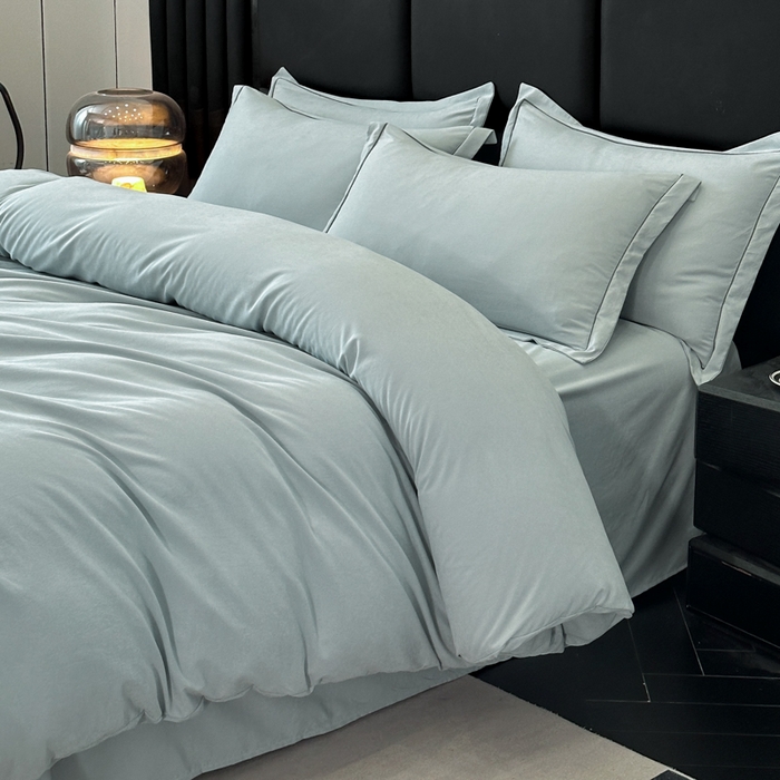 91家纺网 家纺一手货源 找家纺 优梦莱 2025新款抗菌防螨单被套 浅灰绿