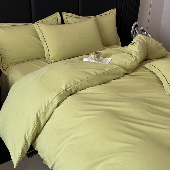 91家纺网 家纺一手货源 找家纺 优梦莱 2025新款抗菌防螨单被套 奶油黄