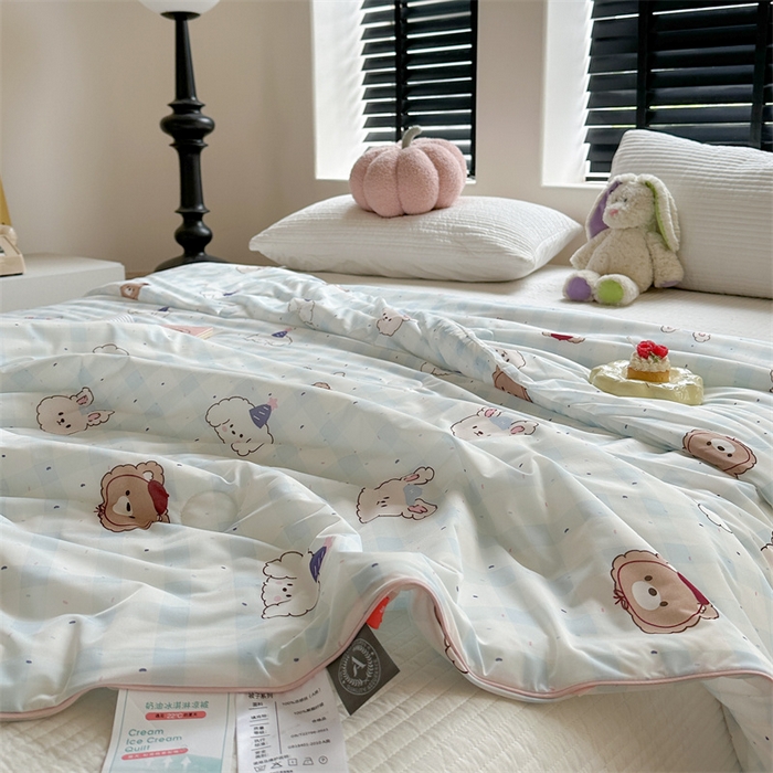 91家纺网 家纺一手货源 找家纺 暖生活 2025新款冰激淋凉感丝夏被系列