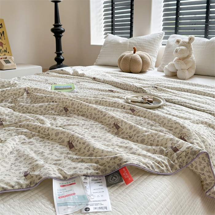 91家纺网 家纺一手货源 找家纺 暖生活 2025新款冰激淋凉感丝夏被系列