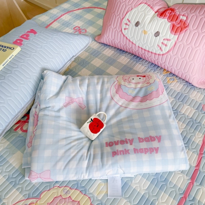 91家纺网 家纺一手货源 找家纺 顾里家纺 2025新款韩系少女凉感冰皮夏被夏凉被空调被 蛋糕花猫