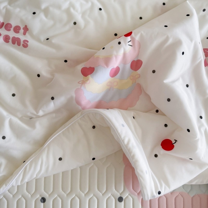 91家纺网 家纺一手货源 找家纺 顾里家纺 2025新款韩系少女凉感冰皮夏被夏凉被空调被 波点粉猫