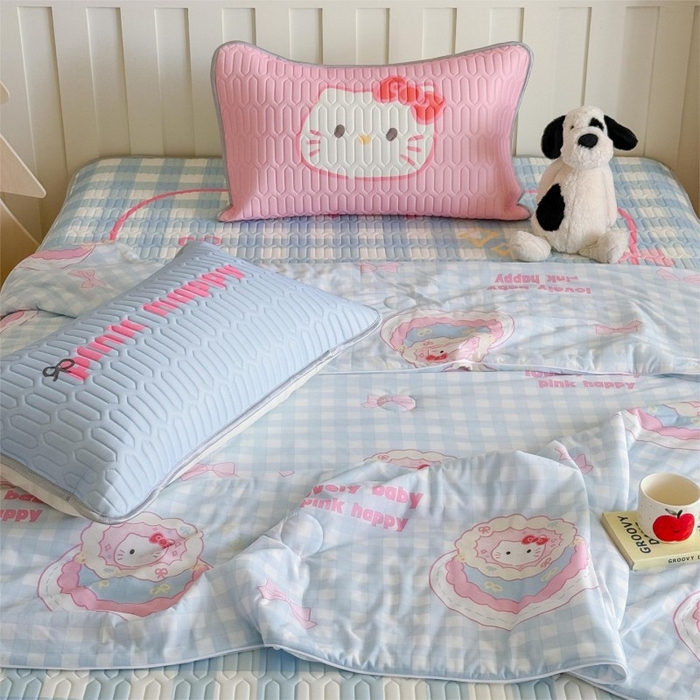 91家纺网 家纺一手货源 找家纺 顾里家纺 2025新款韩系少女凉感冰皮夏被夏凉被空调被 蛋糕花猫