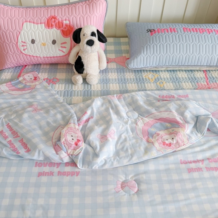 91家纺网 家纺一手货源 找家纺 顾里家纺 2025新款韩系少女凉感冰皮夏被夏凉被空调被 蛋糕花猫