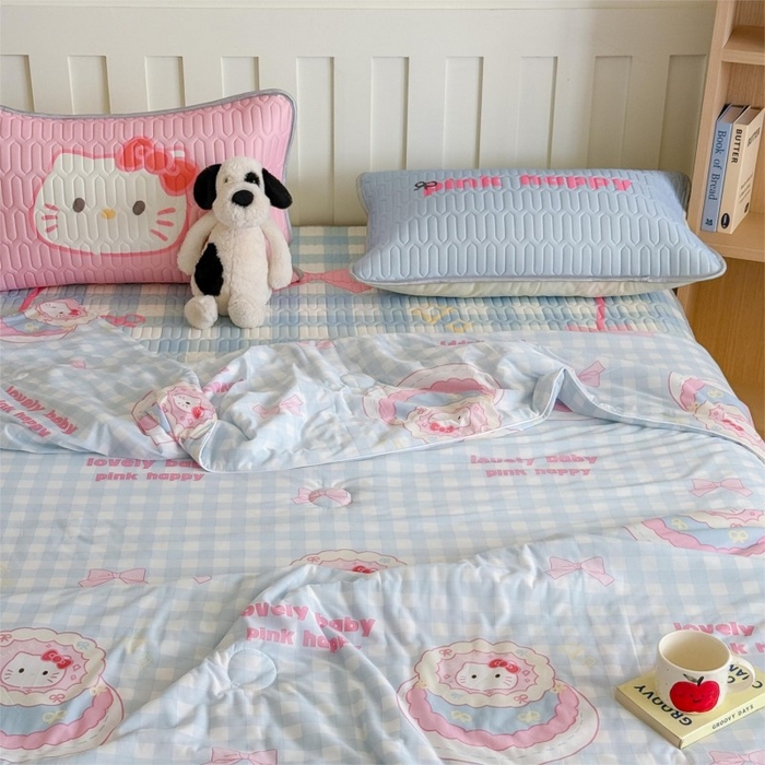 91家纺网 家纺一手货源 找家纺 顾里家纺 2025新款韩系少女凉感冰皮夏被夏凉被空调被 蛋糕花猫