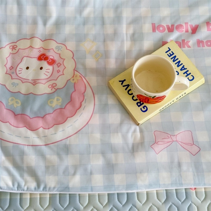 91家纺网 家纺一手货源 找家纺 顾里家纺 2025新款韩系少女凉感冰皮夏被夏凉被空调被 蛋糕花猫