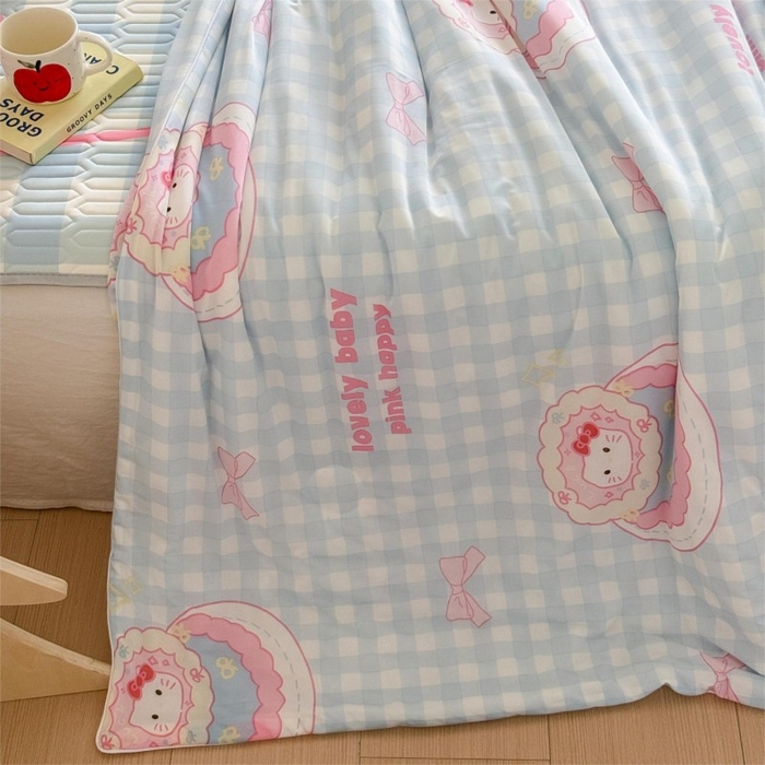 91家纺网 家纺一手货源 找家纺 顾里家纺 2025新款韩系少女凉感冰皮夏被夏凉被空调被 蛋糕花猫