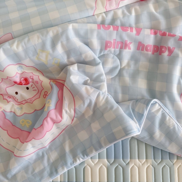 91家纺网 家纺一手货源 找家纺 顾里家纺 2025新款韩系少女凉感冰皮夏被夏凉被空调被 蛋糕花猫