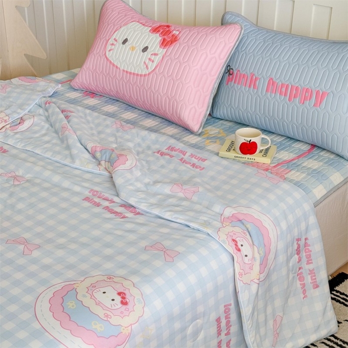 91家纺网 家纺一手货源 找家纺 顾里家纺 2025新款韩系少女凉感冰皮夏被夏凉被空调被 蛋糕花猫