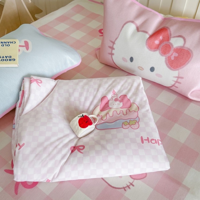 顾里家纺 2025新款韩系少女凉感冰皮夏被夏凉被空调被 粉格花猫