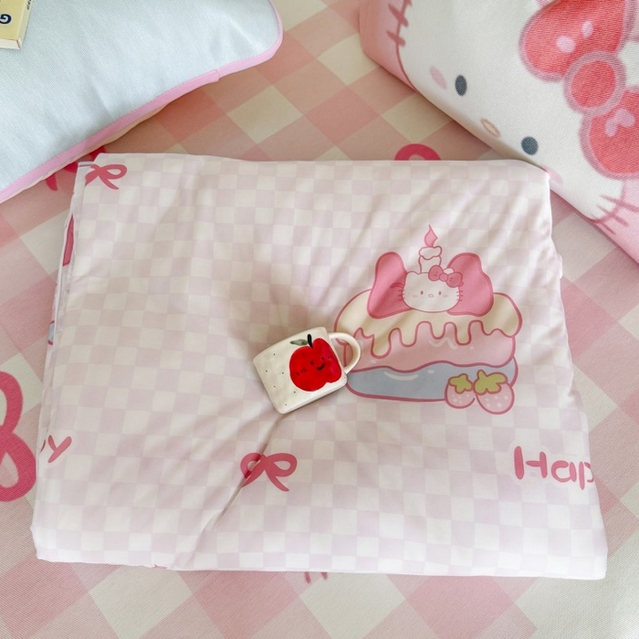 91家纺网 家纺一手货源 找家纺 顾里家纺 2025新款韩系少女凉感冰皮夏被夏凉被空调被 粉格花猫